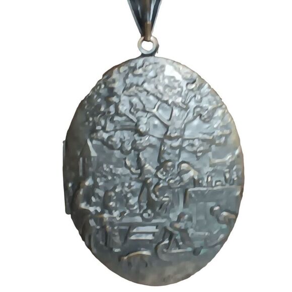 Unbranded Jewelry - Revlon HEIRLOOM INTIMATE Perfume Solid VTG Large Locket Tree Village EMPTY 29"